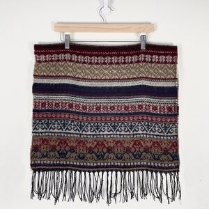 JB COLLECTION Scarf  78”X20” Multi Colour Stripe Pattern Tassels Brown Burgandy